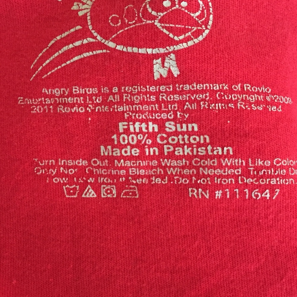 Angry Bird Graphic T-shirt Top Tee Red Cotton Sz M - Picture 5 of 5